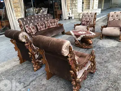 طقم كنبايات خشب زان حفر مصري
