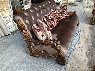 طقم كنبايات ملكي حفر خشب زان مصري