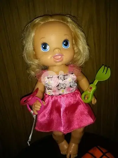 BABY ALIVE Hasbro As new doll+Pacifier+Basket anti stress ball+Fork=24