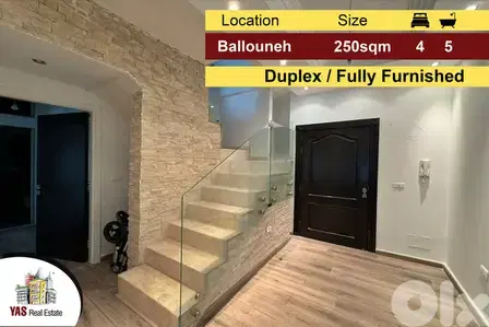 Ballouneh 250m2 | 50m2 Terrace | Duplex | Fully Furnished | Catch |