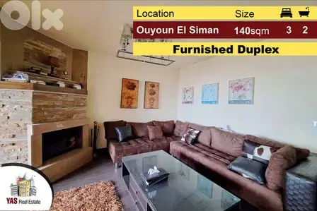 Ouyoun El Siman 140m2 | Duplex | Furnished | Luxury | Panoramic View |