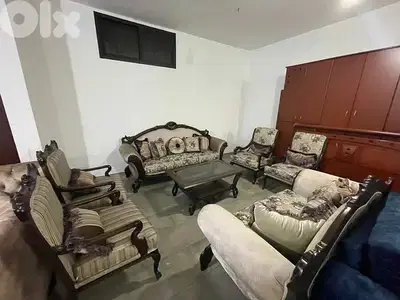 طقم كنبايات خشب زان ست قطع وطاولة
