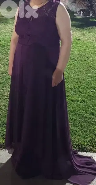 long obergine dress