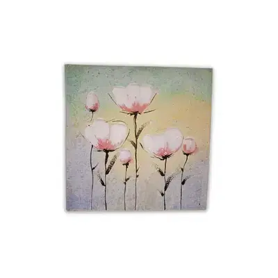 Textured Pink Rose Canvas Painting — 30x30 Acrylic Art