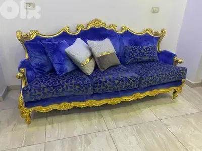 طقم كنبايات مصري حفر خشب زان ملبس ورق دهب