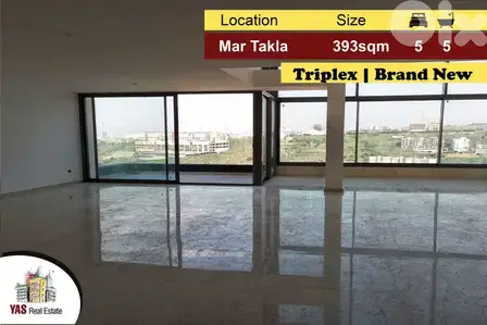 Mar Takla 393m2 | 40m2 Terrace | Triplex | Brand New | Amazing View |P
