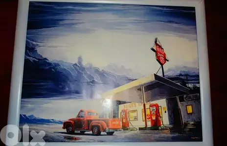 Vintage gas station photo + frame 50*40
