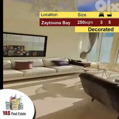 Zaitouna bay 250m2 | Decorated | Super Deluxe | Prime Location | PA |