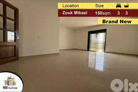 Zouk Mikael 150m2 | 60m2 Terrace | Brand New | Killer View | EH |