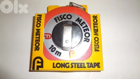 Vintage Fisco meteor long steel measuring tape 10m made in England sti