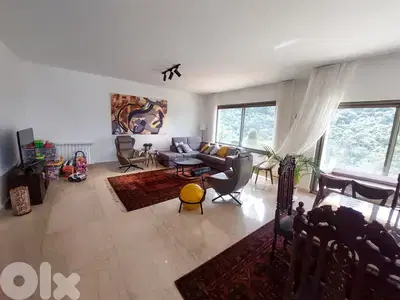 220 SQM Furnished Apartment in Biyada, Metn with Sea and Mountain View