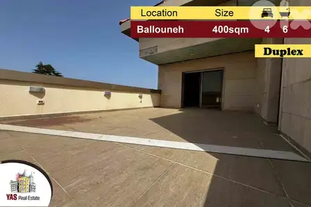 Ballouneh 400m2 | 250m2 Terrace | Duplex | Generous Dimensions | AC |