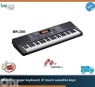 MK200 Arranger keyboard, 61 touch sensitive keys,LCD, 2 x 2,5 watt