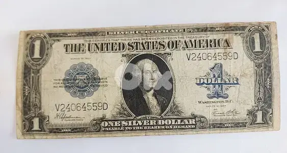 USA Large Silver One USD Banknote 1923. Fine Status