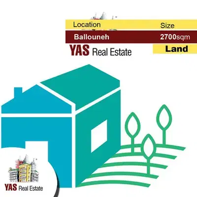 Ballouneh 2700m2 | Flat Land | Super Prime Location | 15 / 30 | Killer