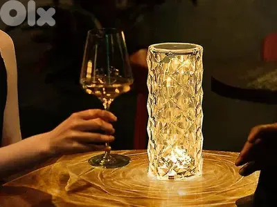 Crystal Diamond Table Lamp, Transparent 3-Color Aura/RGB