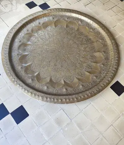 Beautifully tooled and etched Vintage brass tray. (Revised Price)
