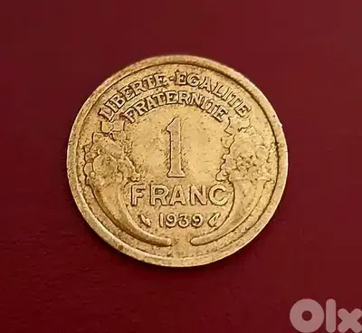 1939 France WWÌI 1 Franc Morlon Marianne's head