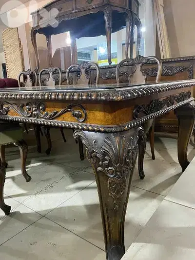 اوضة سفرة فرنسية قديمة حفر خشب زان