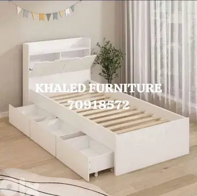 تخت مفرد و نص مع مفرش شوح مع جوارير جديد من المعمل (high quality)