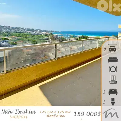 Nahr Ibrahim | Brand New 125m² + 125m² Rooftop | Terraces | Balconies