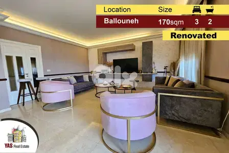 Ballouneh 170m2 | Renovated Flat | Mint Condition | Mountain View | TO