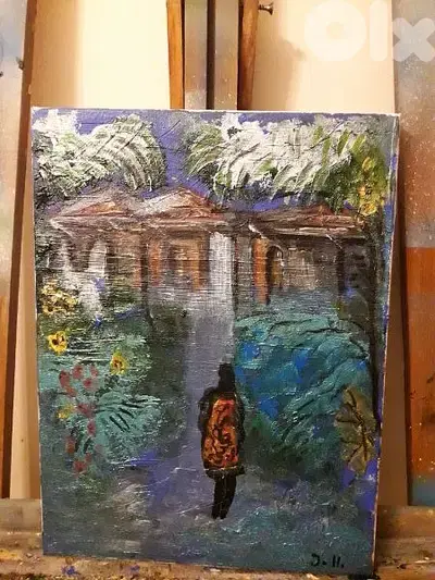 رسم زيتي على القماش يدويه