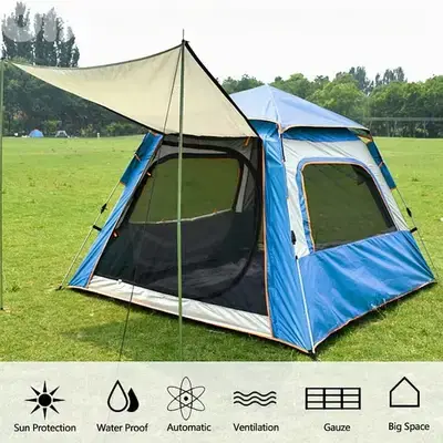 Automatic Camping Tent for 3-4 Campers, Sky Blue Outdoor Tent خيمة