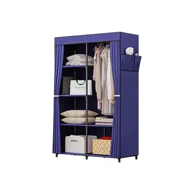 Double Clothes Wardrobe, 2-Section Closet with 4 Shelves