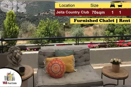 Jeita Country Club 70m2 | 30m2 Terrace | Rent | Furnished | BG |