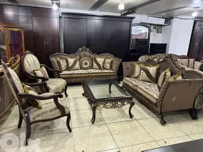 طقم كنبايات مصري حفر خشب زان ملكي