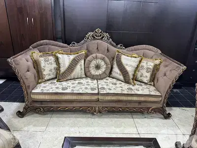 طقم كنبايات حفر خشب زان مصري اسفنج إكسترا قماش تقيل