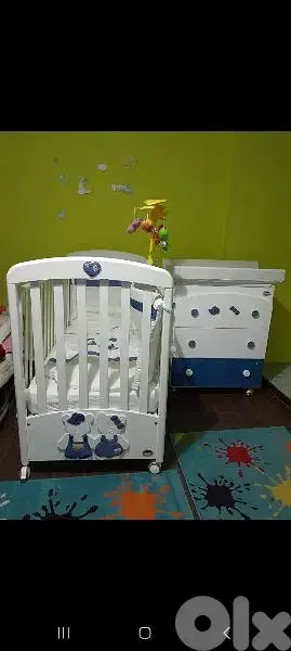 bed with mattress. closet  baby change closet