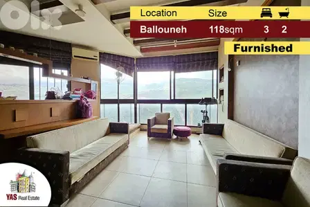 Ballouneh 118m2 | 55m2 Terrace | Furnished | Luxury | View | TO |