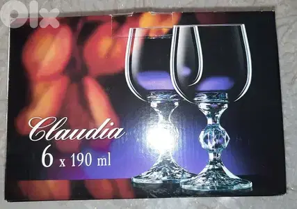 box of 6 cristal wine cups gold plated