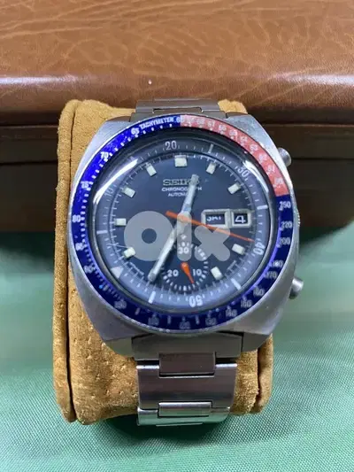 rare seiko automatic chrono pepsi cola bezel