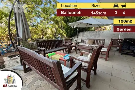 Ballouneh 145m2 | 120m2 Garden | Excellent Condition | Private Street