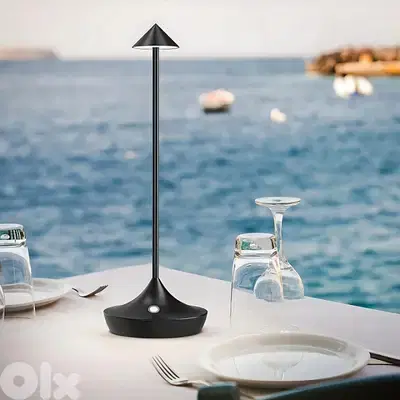Cordless Table Lamp with Modern Metal Finish, Touch Dimmer