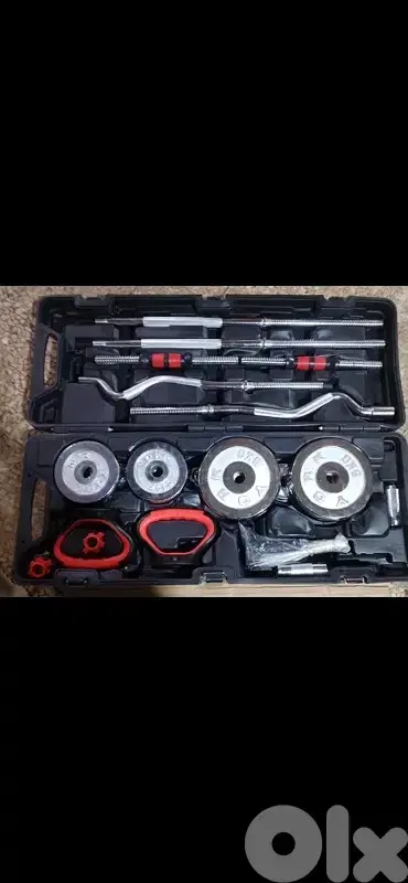 Chrome barbell and dumbbell set 55kg NEW 158$