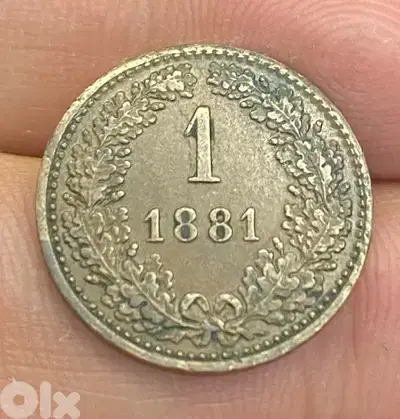 عملة عملات قديمة ١ كروزر نمساوي سنة ١٨٨١ الملك فرنس جوزيف الاول