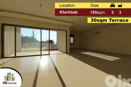 Kfarhbab 185m2 | 30m2 Terrace | Brand new | Payment Facilties | YV |