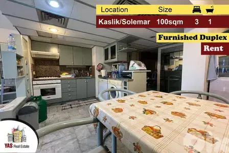 Kaslik/Solemar 100m2 | Rent |Furnished Duplex | Sea View | Classic |EH