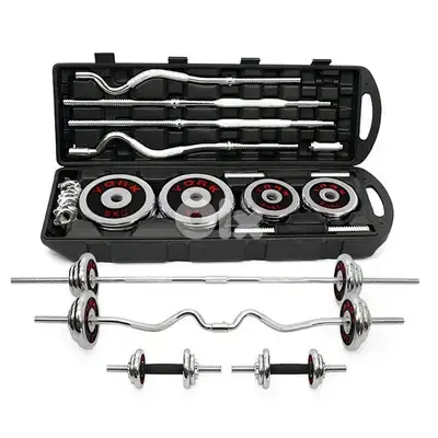 York Fitness Chrome Dumbbell and Barbell Set with Carry Case | 50 Kg