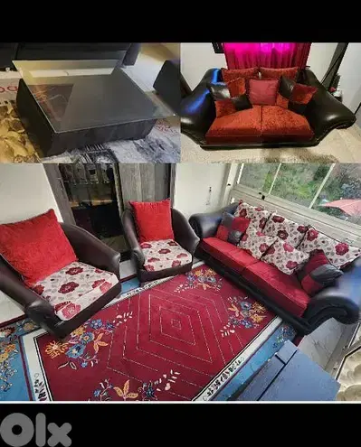 صالون ٤ قطع + سجادة +طاولة.
