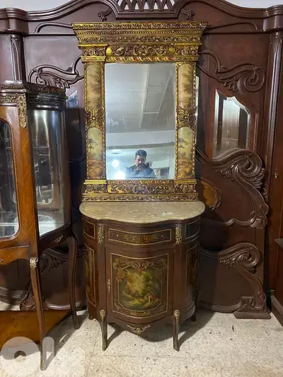 قنصول وج رخام مع مرايا مصري خشب زان انتيك