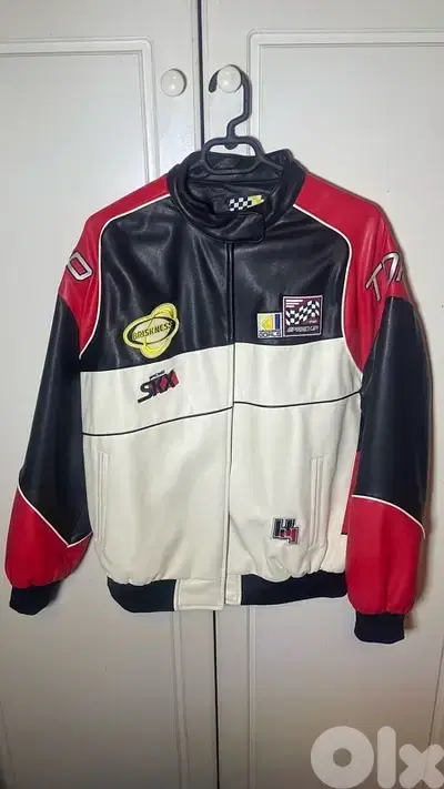 biker style, leather jacket, size large