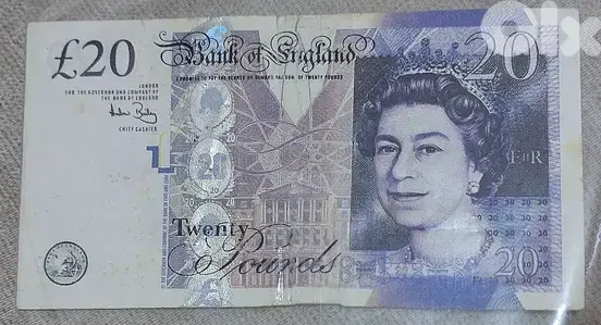 Twenty  English Pounds banknote Memorial for the Queen Elizabath II