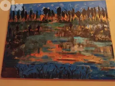 رسم زيتي على القماش يدويه