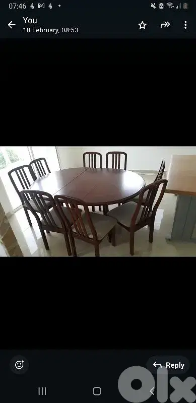 dining table +8 chairsتصفية نهاءية طاولة سفرة خشب جيدة بسعر مغر جدا