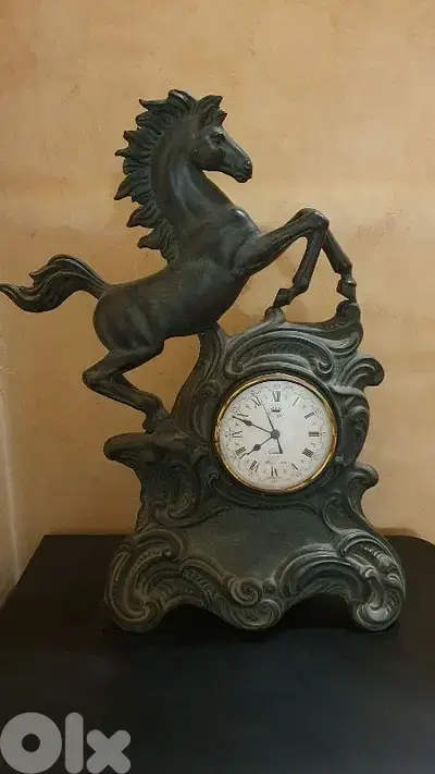 italian  horse clock bronze
